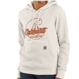 Carhartt White Hoodie with Brown Logo